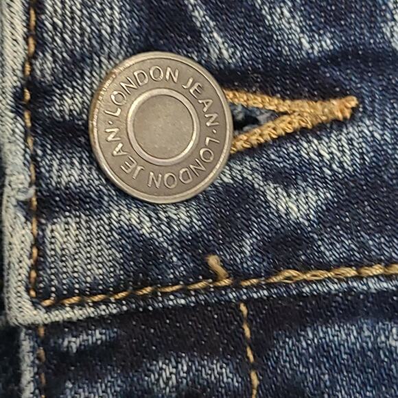 London Jean Womens Size 8 Blue Jean/Denim Mini Skirt Distressed Stretch‎ Y2K - Picture 7 of 11